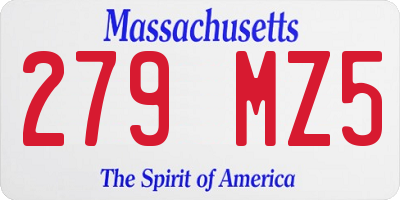 MA license plate 279MZ5