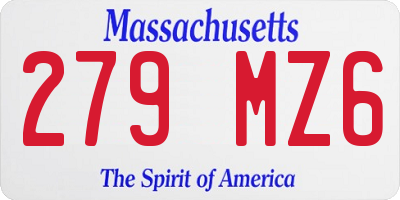 MA license plate 279MZ6