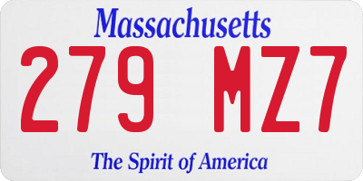 MA license plate 279MZ7