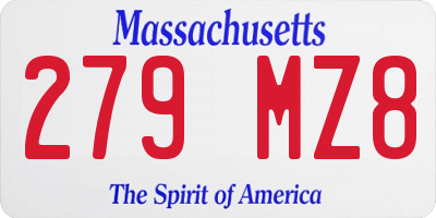 MA license plate 279MZ8