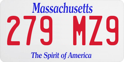 MA license plate 279MZ9