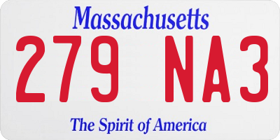 MA license plate 279NA3