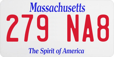 MA license plate 279NA8