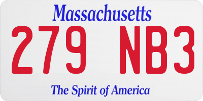 MA license plate 279NB3