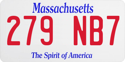 MA license plate 279NB7