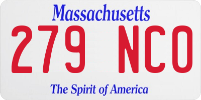 MA license plate 279NC0