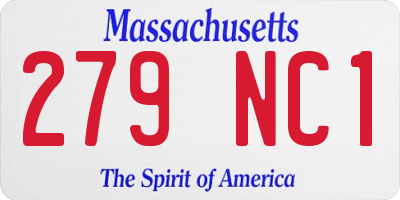 MA license plate 279NC1