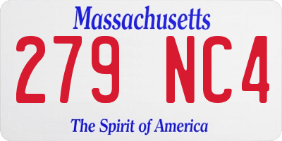 MA license plate 279NC4