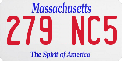 MA license plate 279NC5