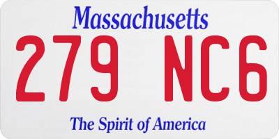 MA license plate 279NC6