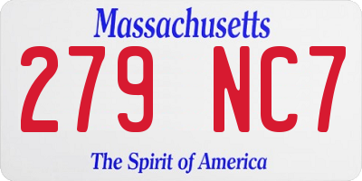 MA license plate 279NC7