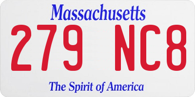 MA license plate 279NC8