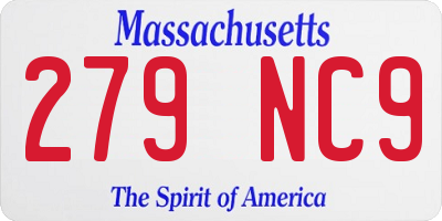 MA license plate 279NC9