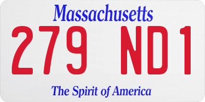 MA license plate 279ND1