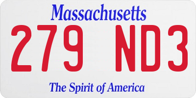MA license plate 279ND3