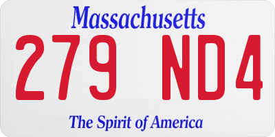 MA license plate 279ND4