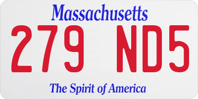 MA license plate 279ND5