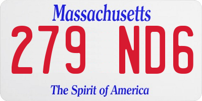 MA license plate 279ND6