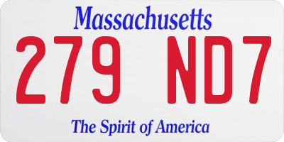 MA license plate 279ND7