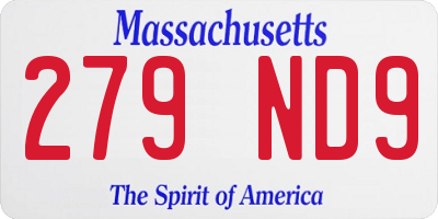 MA license plate 279ND9