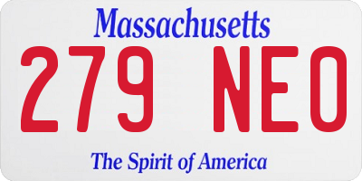 MA license plate 279NE0