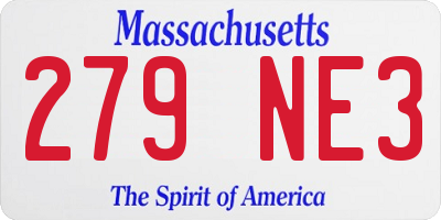 MA license plate 279NE3