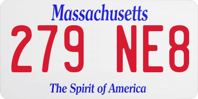 MA license plate 279NE8