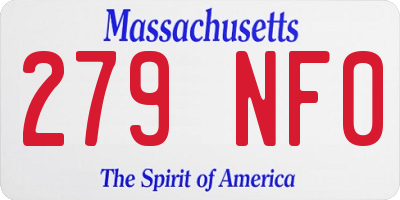MA license plate 279NF0