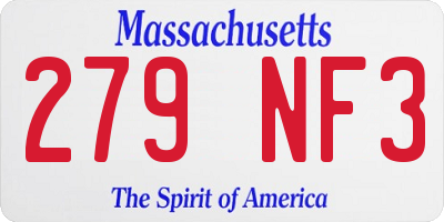 MA license plate 279NF3