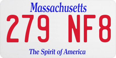 MA license plate 279NF8