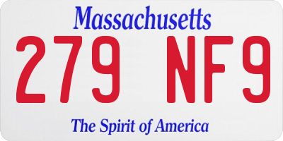 MA license plate 279NF9