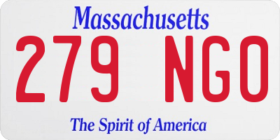 MA license plate 279NG0