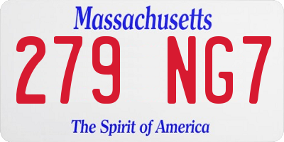 MA license plate 279NG7