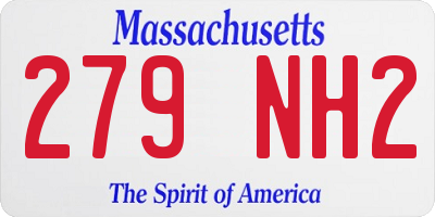 MA license plate 279NH2