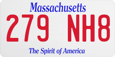MA license plate 279NH8