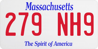 MA license plate 279NH9