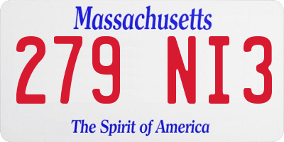 MA license plate 279NI3