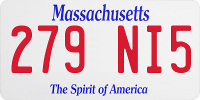 MA license plate 279NI5