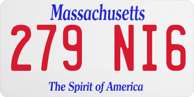 MA license plate 279NI6