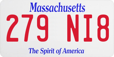 MA license plate 279NI8