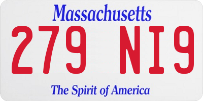 MA license plate 279NI9