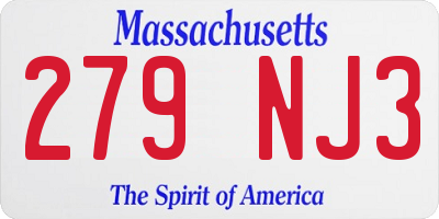 MA license plate 279NJ3