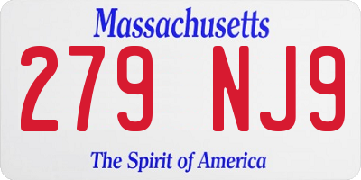 MA license plate 279NJ9