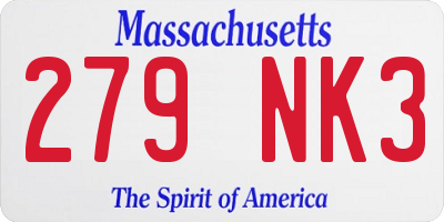 MA license plate 279NK3