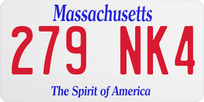 MA license plate 279NK4