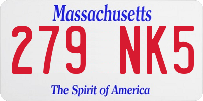 MA license plate 279NK5