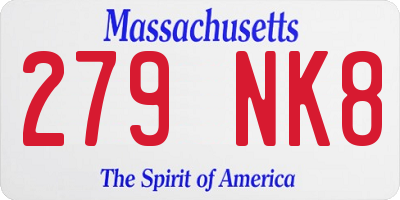 MA license plate 279NK8