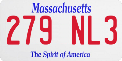 MA license plate 279NL3