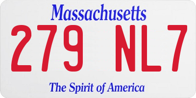 MA license plate 279NL7