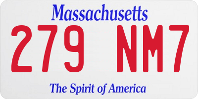 MA license plate 279NM7